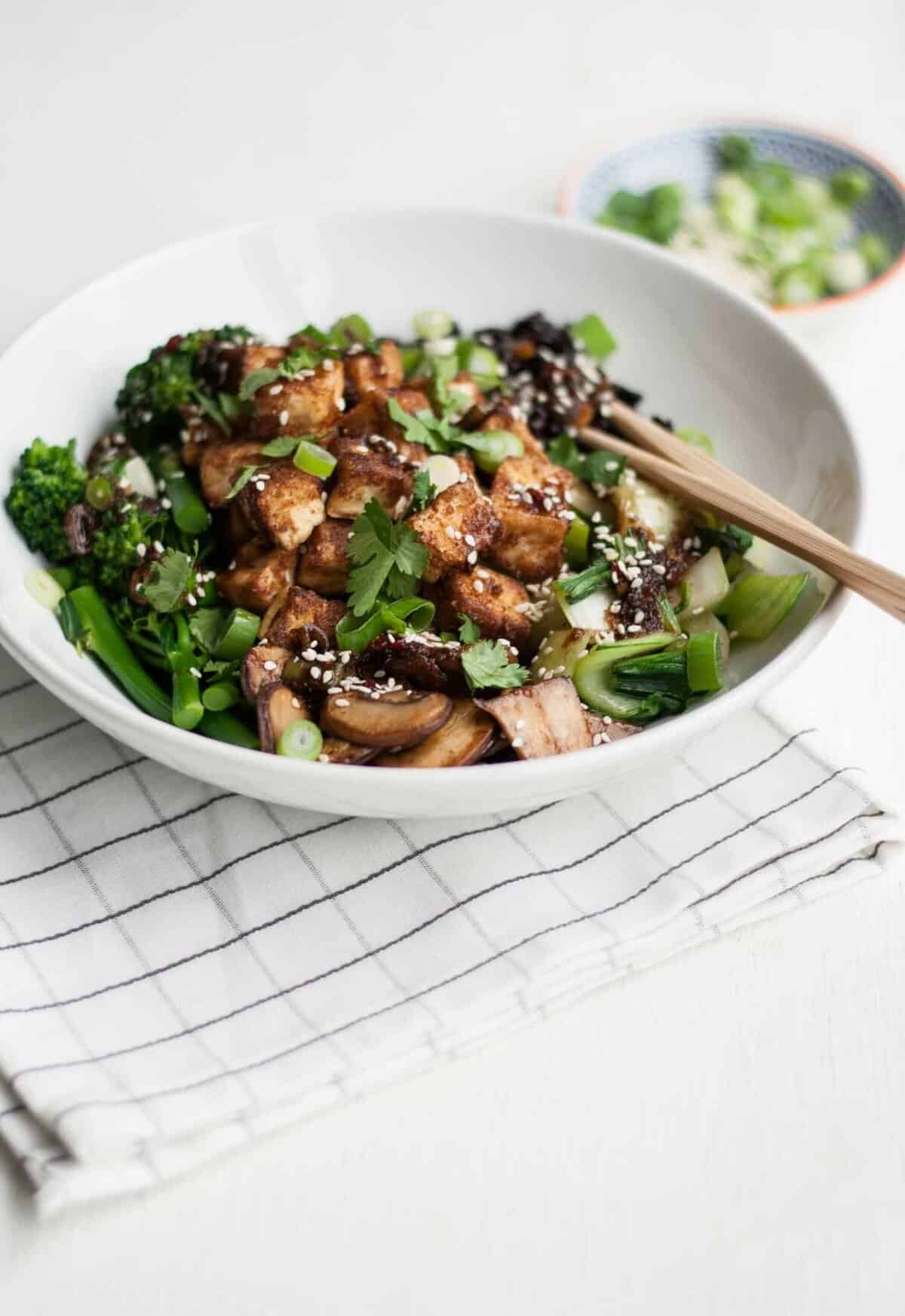 Crispy Tofu Black Rice Bowl - Eat Love Eat