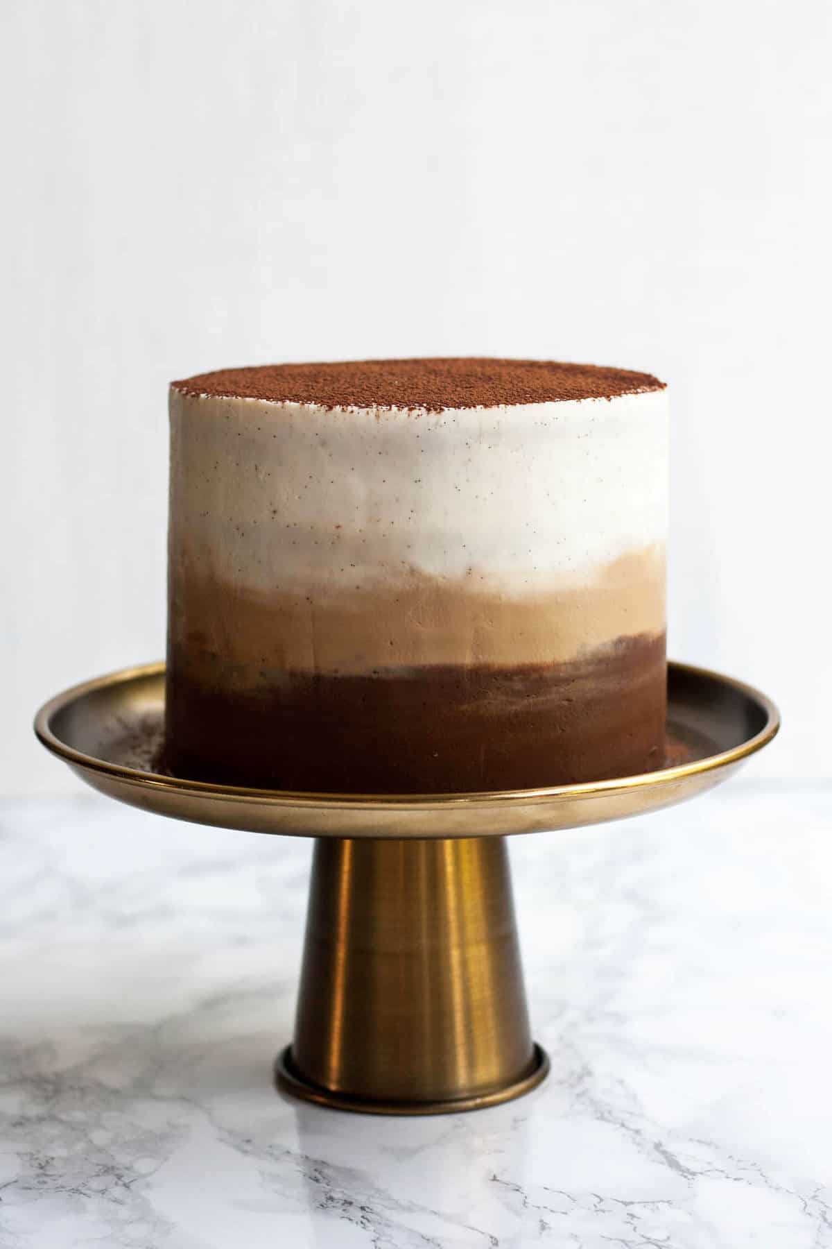 Tiramisu Layer Cake with Ombre Mascarpone Frosting