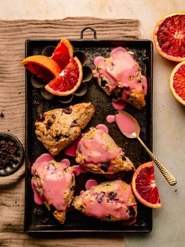 Chocolate Chip Scones & Blood Orange Glaze