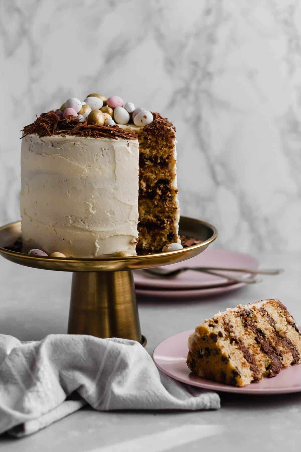 Brown Butter Chocolate Chip Easter Nest Cake