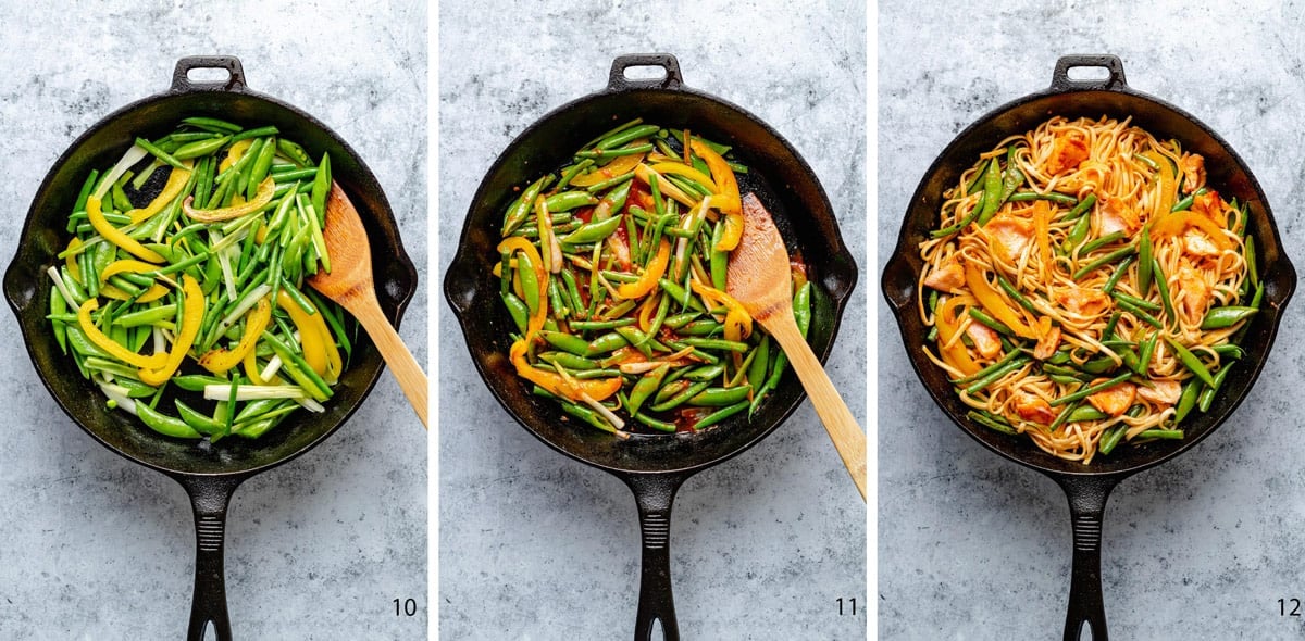 Stir fry process stages