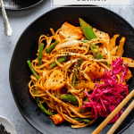 Gochujang noodles with salmon pin