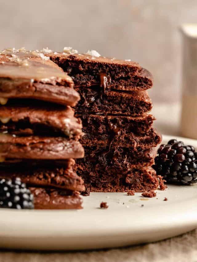 fluffy double chocolate pancakes