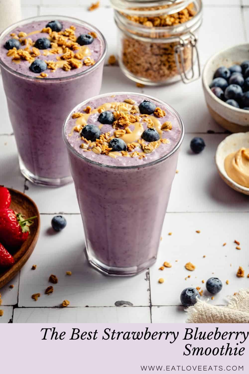 Strawberry Blueberry Smoothie - Eat Love Eat