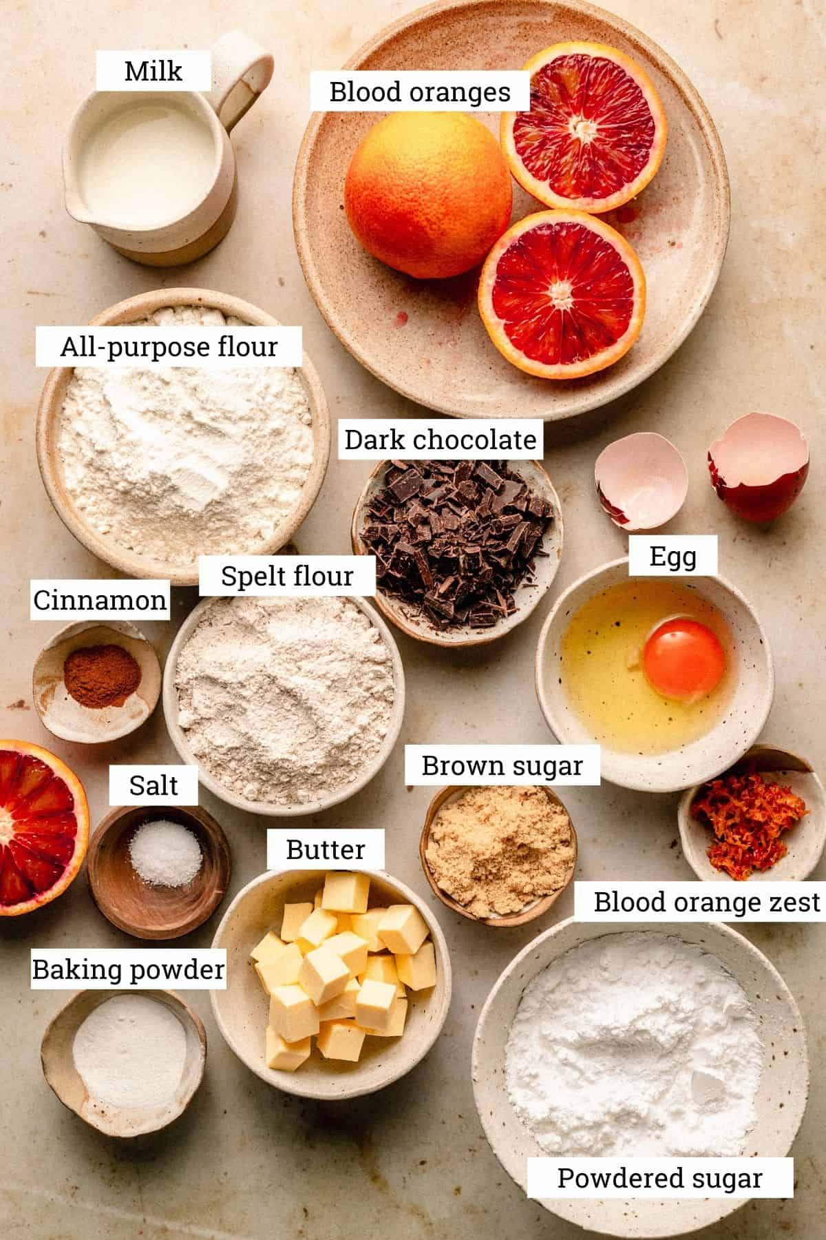 Ingredients for chocolate chip scones.