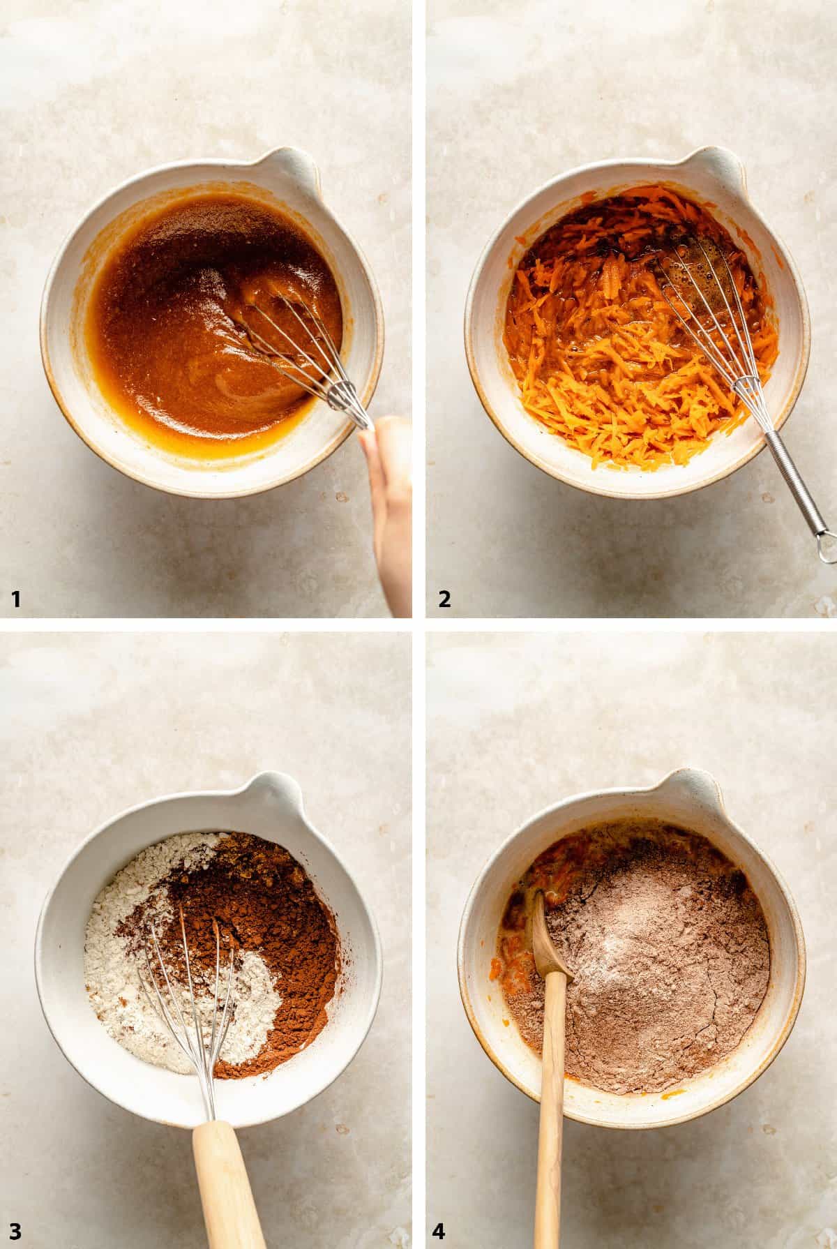 Process steps for creating the wet and dry ingredient mixtures. 