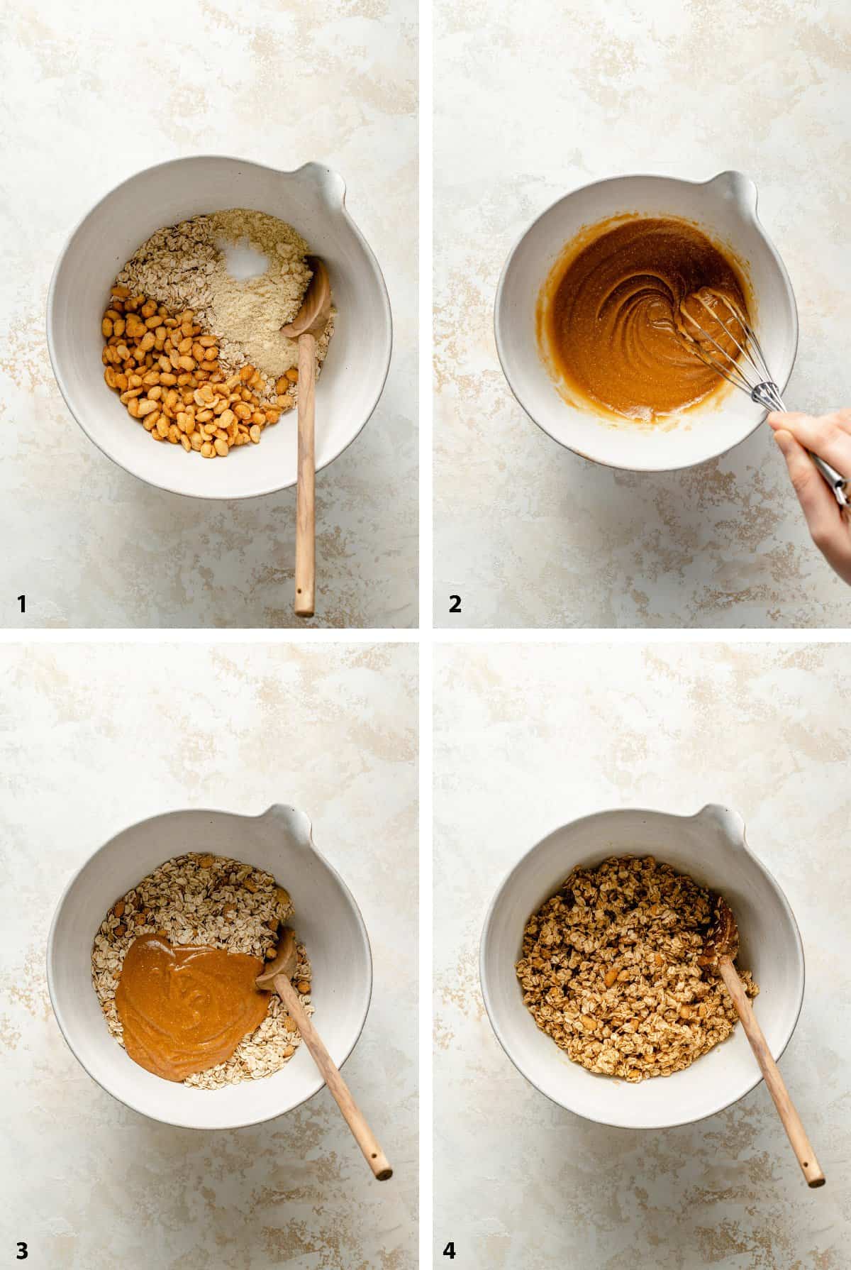 Process steps of making the granola mix.